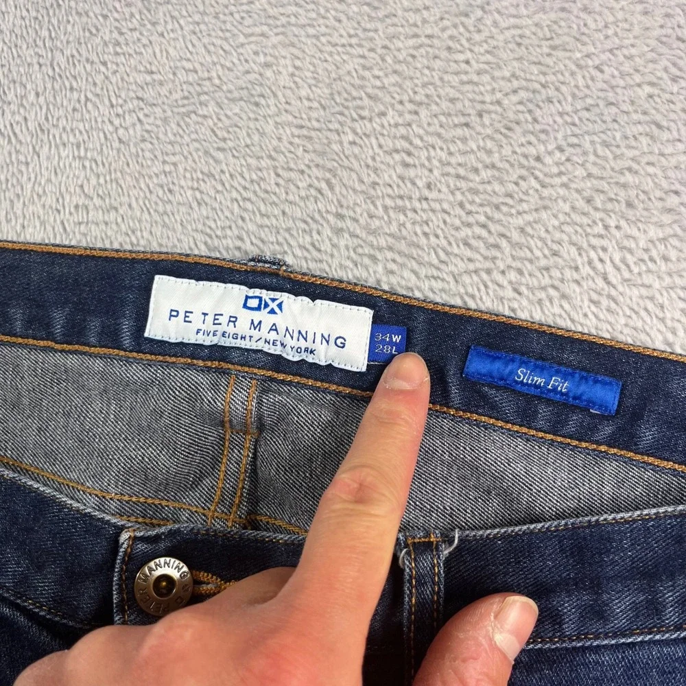 Peter Manning Five Eight New York Slim Fit Jeans Mens‎ 34W 28L Dark Wash Blue